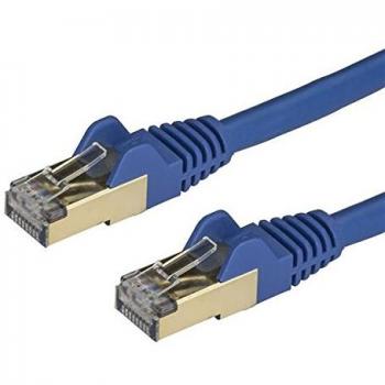 StarTech.com 6ASPAT50CMBL - Cable de 0.5m Red Ethernet RJ45 Cat6a blindado STP sin Enganche Snagless, Color Azul