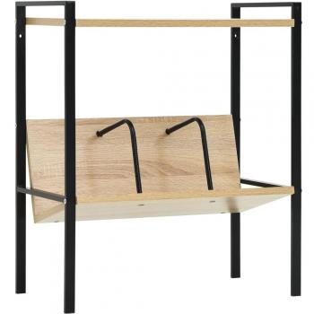 Estantería 2 niveles de madera multicapa negro y roble 52x28x59 cm