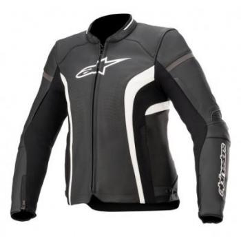 Chaqueta de cuero de motocicleta para damas Alpinestars Stella Kira V2 - Diseño Elegante - Alta Calidad - Negro Blanco (44)