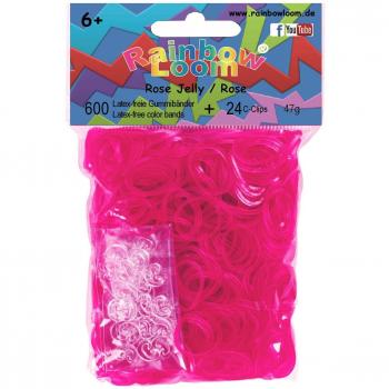 Loom Arcoíris Jelly Rose - 600 Bandas Elásticas (12 unidades)