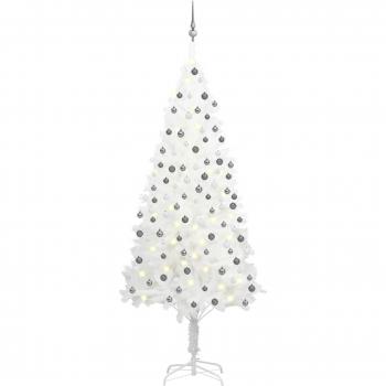 vidaXL Artificial Pre-lit Christmas Tree with Ball Set White 210 cm