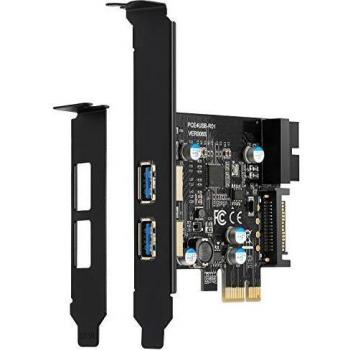 BEYIMEI Tarjeta de expansión PCI-E a USB 3.0 de 2 Puertos con Ranura USB3.0 de 19 Pines, Adecuada para computadoras de Escritorio con Windows XP/Vista / 7/8/10