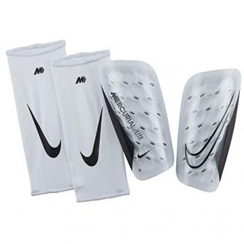Nike Mercurial Lite Espinilleras de fútbol Unisex Adulto - Color Blanco/Negro, Tamaño M