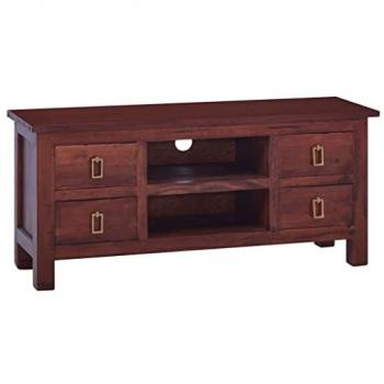 Mueble de TV madera maciza de caoba marrón clásico 100x30x45 cm