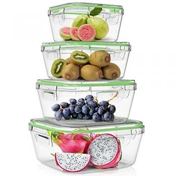 Home Fleek - Envases de Vidrio Cuadrado para Alimentos | Herméticos | Sin BPA