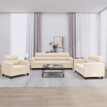 Juego de Sofás 3 Piezas con Cojines, Tela Microfibra Beige