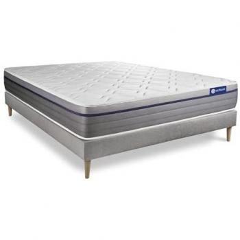 Somier gris Actisom con colchón de látex y espuma viscoelástica 160 x 190 cm, 7 zonas de confort
