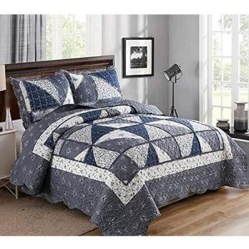 VIVILINEN 3 Piezas Cubierta Cama, Colcha Bouti Pique, para Cama 150 o Cama 135, Manta Funda para Verano Invierno Cama Matrimonio, Sobrecama Ropa de Cama,Colchas Patchwork