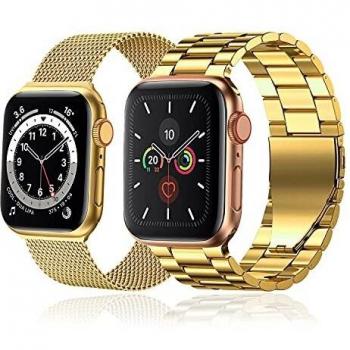 baklon 2 Piezas Compatibles con Correa de Reloj Apple 42 mm 44 mm, Correa Deportiva de Dcero Inoxidable de Repuesto Compatible con iWatch Series SE/6/5/4/3/2/1