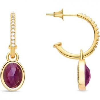 Pendientes Luxenter Basic con acabado en oro de 18k y cristal morado