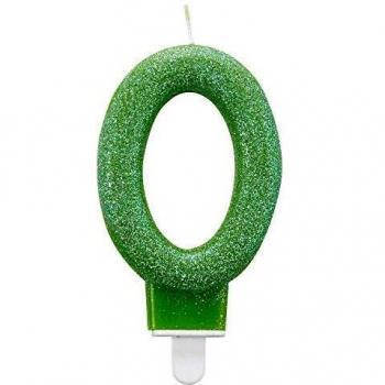 Amscan – 9900760 7,6 cm con purpurina número 0 vela de cumpleaños