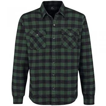 Vintage Industries Harley Hombre Camisa de Franela Verde-Negro 3XL, 100% algodón, Regular
