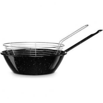 Sartén Freidora Inducción 28 cm Acero Esmaltado 4,3 L Todo Tipo de Fuego y Horno Negra