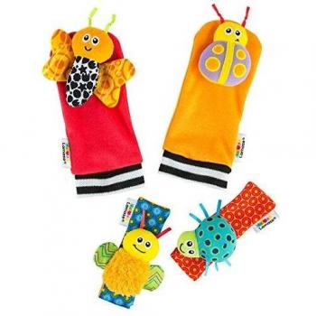 Lamaze de Bizak, Sonajeros para Muñeca y Calcetines Insectos, Conjunto de Sonajeros Suaves con Sonido y Dibujos de Insectos Sonrientes, Incluye 2 Calcetines y 2 Muñequeras