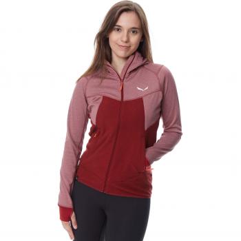 Forro Polar Salewa Puez Hybrid Polarlite con Capucha para Mujer - Rojo Granate - Talla XL
