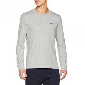 Champion Hombre - Camiseta de Manga Larga Classic Small Logo - Gris, M
