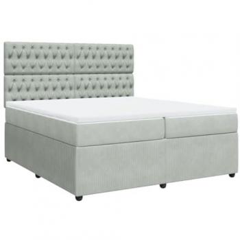 Cama box spring con colchón terciopelo gris claro 200x200 cm