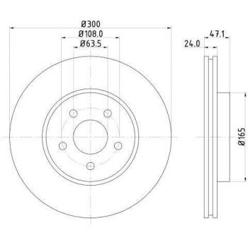 Disco de freno HELLA 8DD 355 127-691 Pro Alto Carbono, 300mm, 24mm, Interior Ventilado para Ford y Jaguar