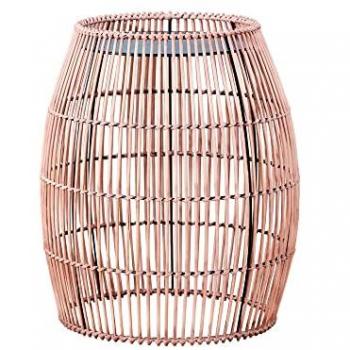 Teamson Home Outdoor Garden Large Round Drum Patio Side Table, 51.4 cm H x 42.5 cm W x 42.5 cm D, Bamboo Wicker, Weather Resistant, Brown