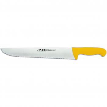 Arcos Serie 2900, Cuchillo Pescadero, Hoja Serrada de Acero Inoxidable Nitrum de 350 mm, Mango inyectado en Polipropileno Color Amarillo