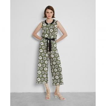 Pantalón culotte estampado con lazo y elástico en cintura