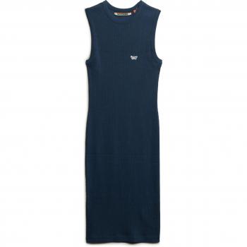 Superdry Women's Casual Sleeveless Ribbed Midi Dress in Richest Navy