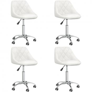 Sillas de comedor giratorias de 4 unidades en cuero sintético blanco