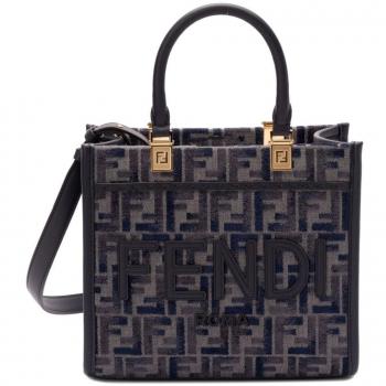 Fendi Women's One Size Blue Suede and Shearling Jacket & Sunshine Denim Tote Bag