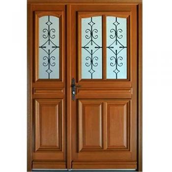 Puerta de entrada de madera escalonada 'Vauban' 215 x 140 cm empuje izquierdo sin manilla