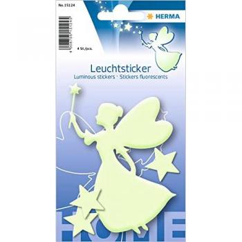 Pegatinas fluorescentes brillantes en la oscuridad Fairy Herma azul, reflectantes, fijación permanente, 5 pegatinas por paquete