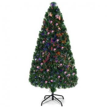 5ft Pre-Lit Fiber Optic PVC Christmas Tree with Metal Stand