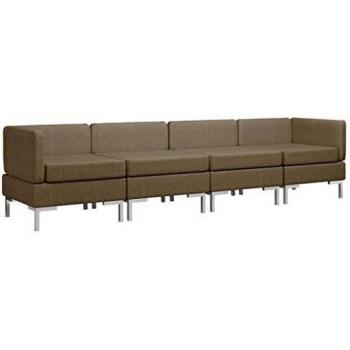 vidaXL Juego de Sofás 4 Piezas Cama Asiento Interior Conjunto Oficina Sala de Estar Longue Consola Chaise Dormitorio Soporte Recibidor Tela Marrón