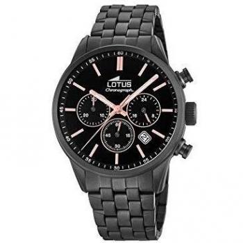 Reloj Lotus Chrono 18668/2 de Hombre con Esfera Negra y Caja de Acero Rose