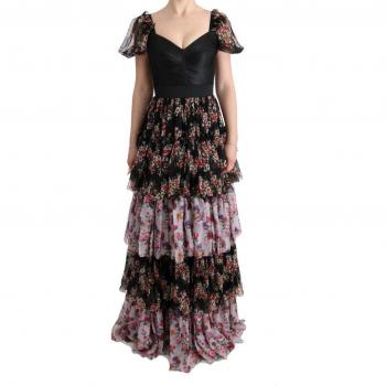 Dolce & Gabbana Multicolor Silk Stretch Floral Shift Long Dress - IT36 | XS