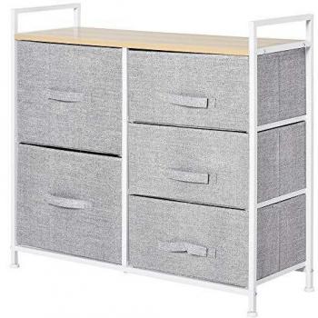 Cómoda Gris con 5 Cajones Extraíbles para Dormitorio, Salón y Cocina - 83x29x77 cm
