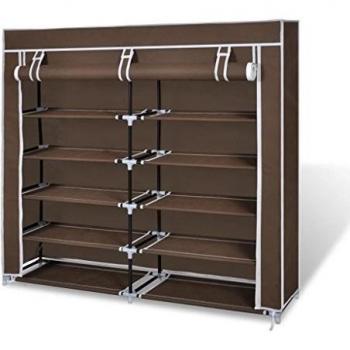 vidaXL Fabric Shoe Cabinet with Cover 115 x 28 x 110 cm Brown