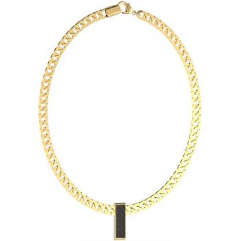 Collar Guess Hombre King's Road de acero dorado con cadorno central