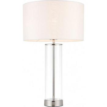 Lámpara de mesa Lessina, níquel brillante, con pantalla blanca, casquillo E27