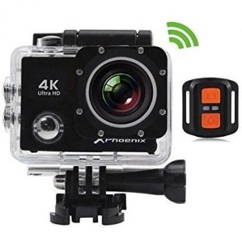 Phoenix Technologies - Vídeo cámara sport Pantalla LCD 2 Wi-Fi 4K interpolated 30fps hasta 16mpx HDMI IPX8 30 m. Control remoto 2.4Ghz Android e iOS
