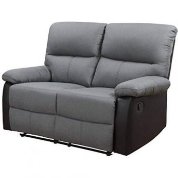 Sofá reclinable 2 plazas Lincoln - Negro/Gris oscuro