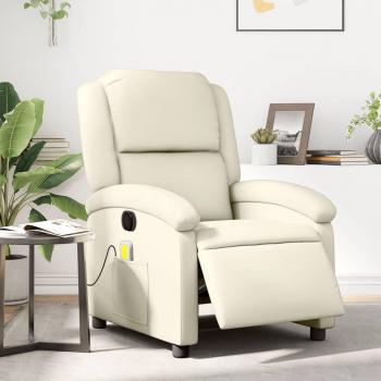 Sillón de masaje reclinable eléctrico de cuero artificial en negro, crema y marrón, cómodo para dormitorio y sala de estar