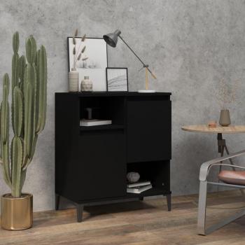 Aparador de madera contrachapada negro 60x35x70 cm - Mueble de Almacenaje de Salón, Buffet para salón, Armario Auxiliar, Armario de Almacenamiento