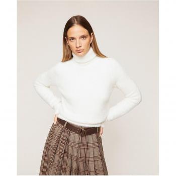 Jersey de mujer de cuello alto con efecto pelo