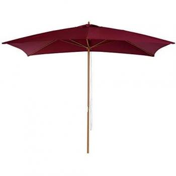 Outsunny Sombrilla Parasol 2x2,95m y Altura 2,5m Jardin Terraza Poliester 180g/m2 y Madera Color Vino