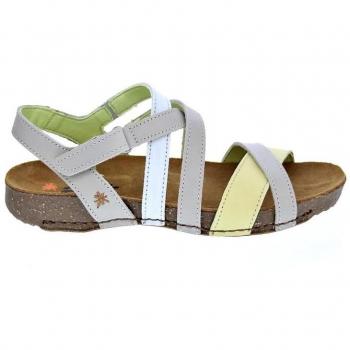 Art Company I Breathe 1116 Grass Waxed Sesame-Wheat Leather Flat Sandals with Velcro Strap for Women