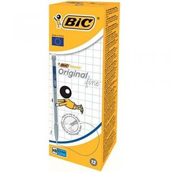 BIC Matic Original - Caja de 12 unidades, portaminas automáticos Fine 0,5 mm HB, colores surtidos
