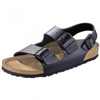 Birkenstock Milano Natural Leather Flat Sandals for Women - Black