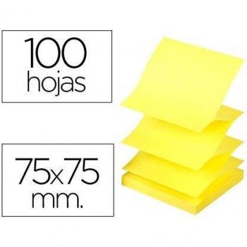 Bloc de notas adhesivas quita y pon q-connect 75x75 mm amarillo neon zig-zag