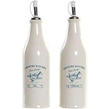 Set de Aceitera y Vinagrera DKD Home Decor 250 ml Blanco Verde Turquesa Acero Inoxidable Plástico Dolomita
