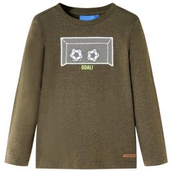 Camiseta Infantil de Manga Larga Diseño Portería Fútbol Caqui Mélange 140